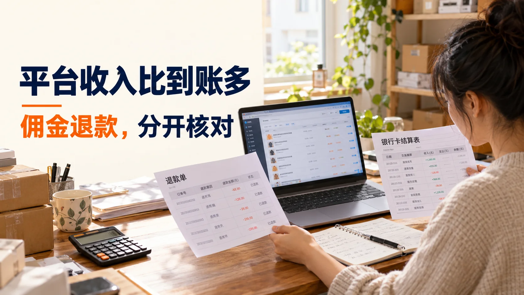 平台报送收入比银行卡到账多,佣金和退款怎么核对?