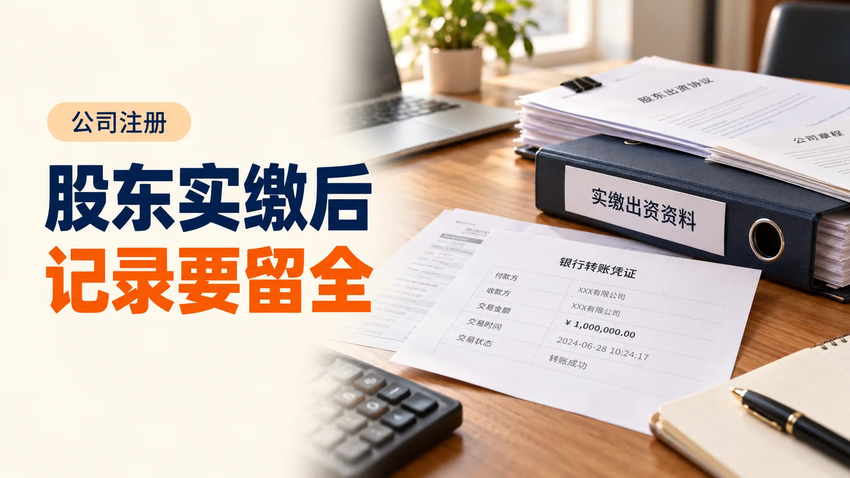 股东实缴注册资本,转账后还要留哪些记录?